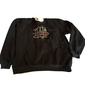 Elegant Black Embroidered Women's Sweatshirt